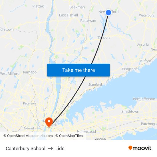 Canterbury School to Lids map