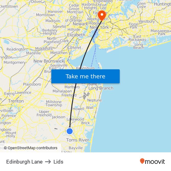 Edinburgh Lane to Lids map