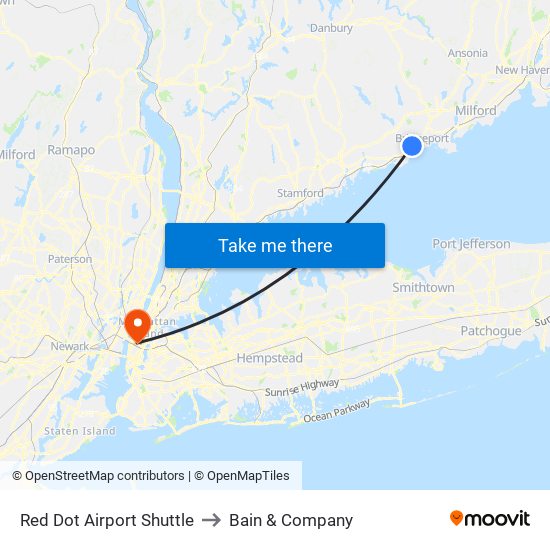 Red Dot Airport Shuttle to Bain & Company map