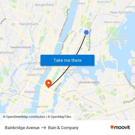 Bainbridge Avenue to Bain & Company map