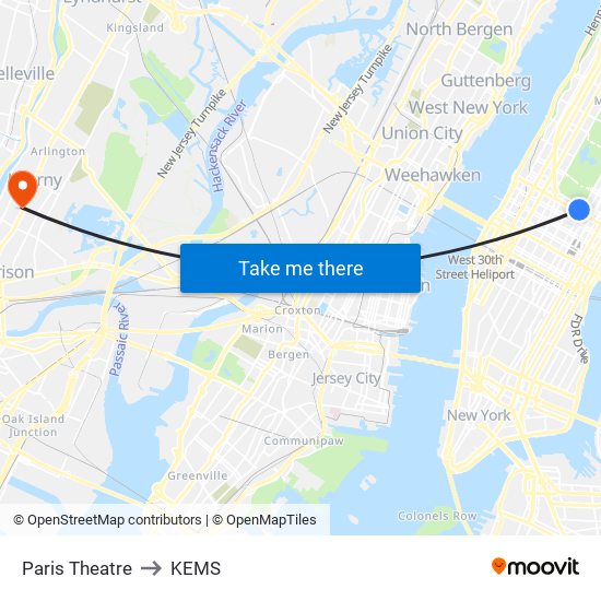 Paris Theatre to KEMS map