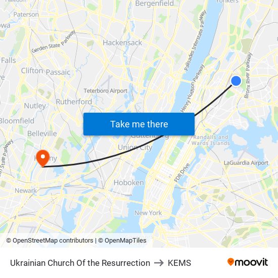 Ukrainian Church Of The Resurrection to KEMS map