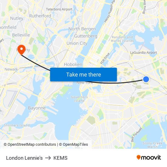 London Lennie's to KEMS map