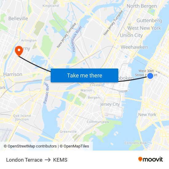 London Terrace to KEMS map