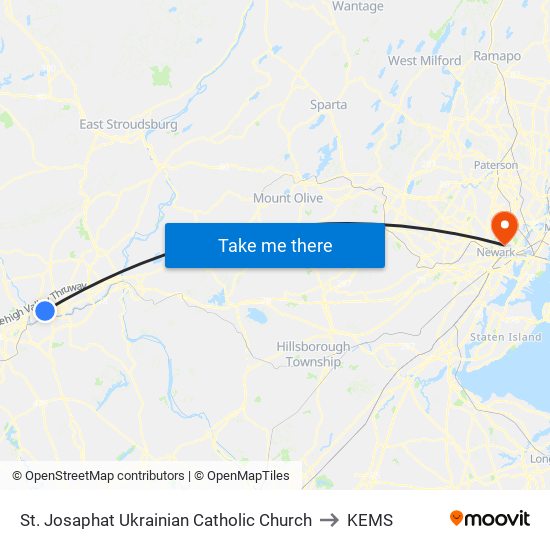 St. Josaphat Ukrainian Catholic Church to KEMS map