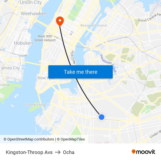 Kingston-Throop Avs to Ocha map