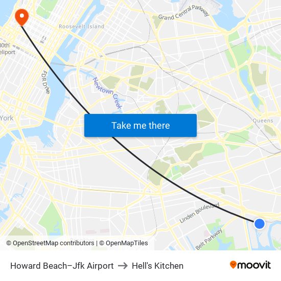 Howard Beach-Jfk Airport to Hell's Kitchen map