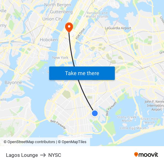 Lagos Lounge to NYSC map