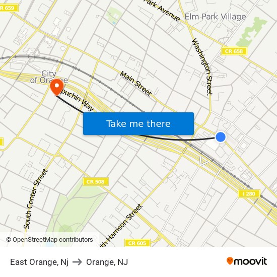 East Orange, Nj to Orange, NJ map