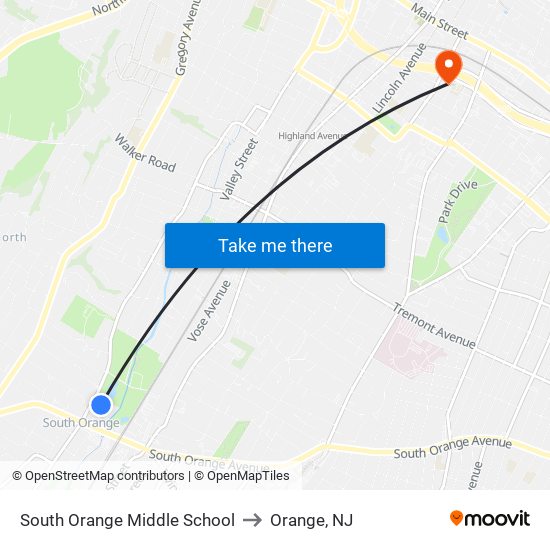 South Orange Middle School to Orange, NJ map