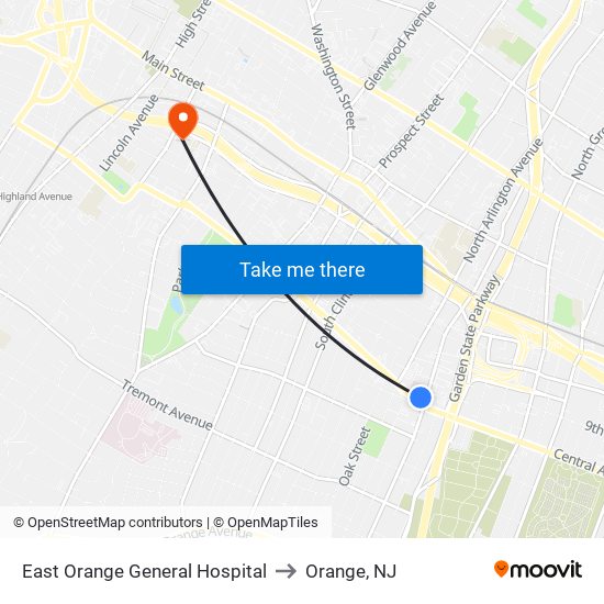 East Orange General Hospital to Orange, NJ map