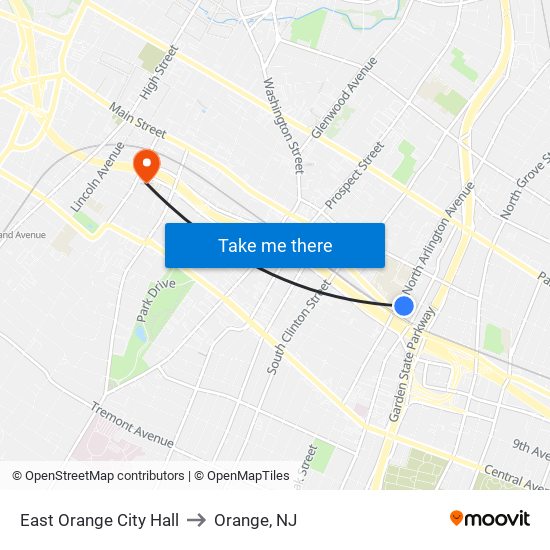 East Orange City Hall to Orange, NJ map