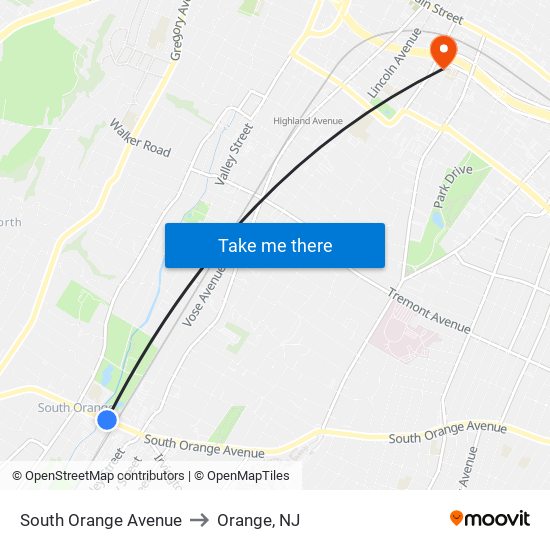 South Orange Avenue to Orange, NJ map