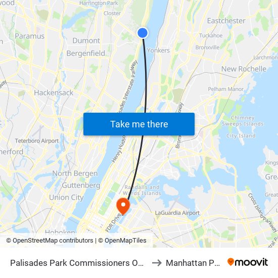 Palisades Park Commissioners Office to Manhattan Park map