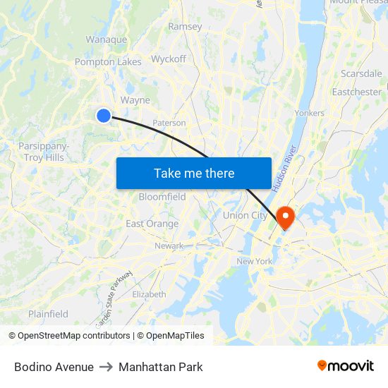 Bodino Avenue to Manhattan Park map