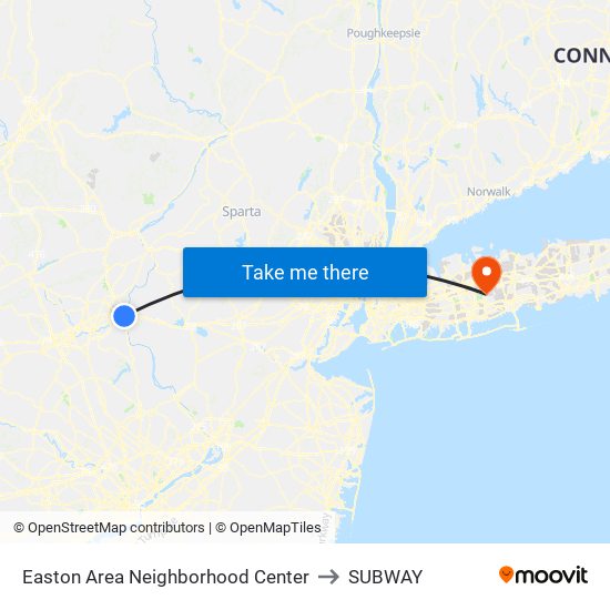 Easton Area Neighborhood Center to SUBWAY map