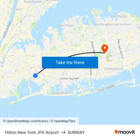 Hilton New York JFK Airport to SUBWAY map