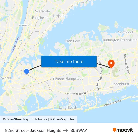 82nd Street–Jackson Heights to SUBWAY map