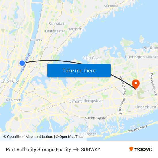 Port Authority Storage Facility to SUBWAY map