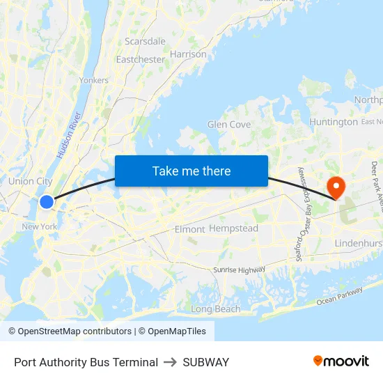 Port Authority Bus Terminal to SUBWAY map