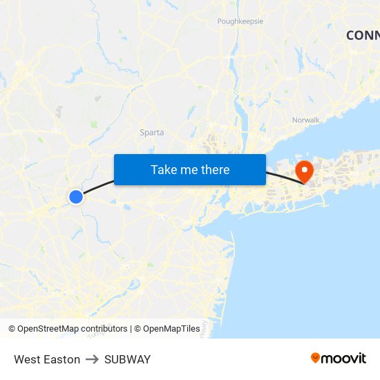 West Easton to SUBWAY map