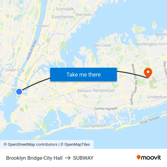 Brooklyn Bridge-City Hall to SUBWAY map