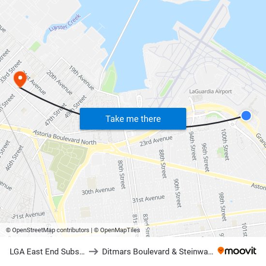 LGA East End Substation to Ditmars Boulevard & Steinway Street map