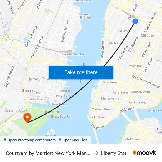 Courtyard by Marriott New York Manhattan Chelsea to Liberty State Park map