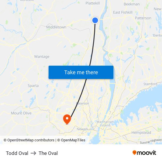 Todd Oval to The Oval map