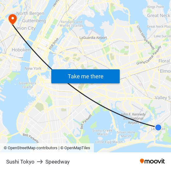 Sushi Tokyo to Speedway map