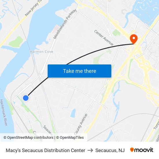 Macy's Secaucus Distribution Center to Secaucus, NJ map