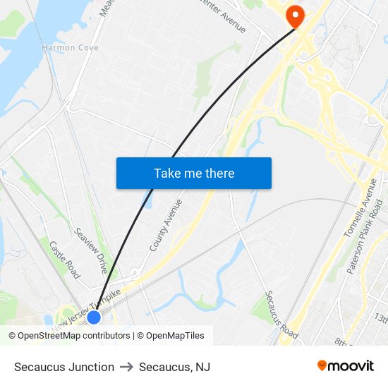 Secaucus Junction to Secaucus, NJ map