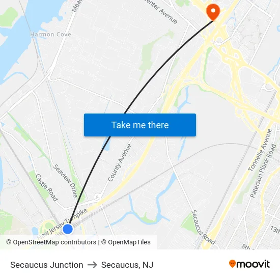 Secaucus Junction to Secaucus, NJ map