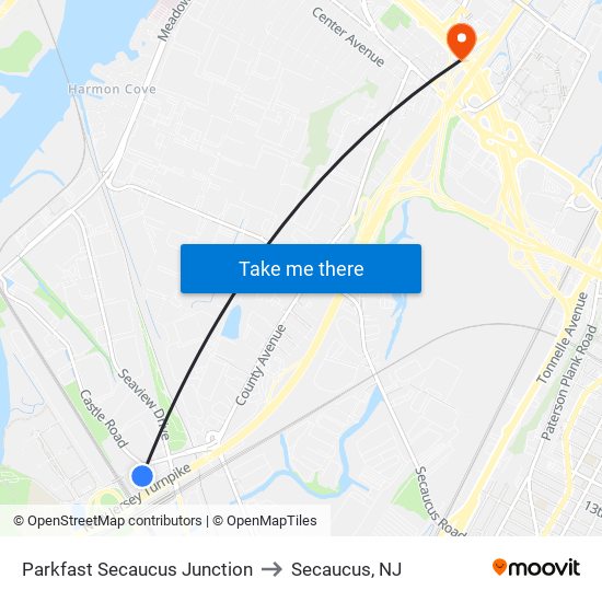 Parkfast Secaucus Junction to Secaucus, NJ map