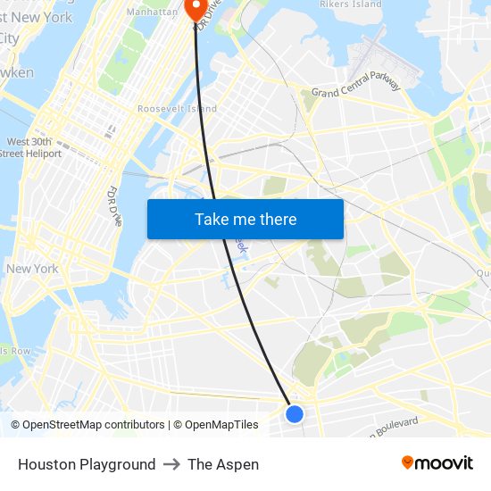 Houston Playground to The Aspen map