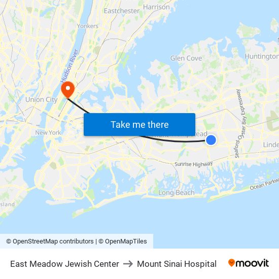 East Meadow Jewish Center to Mount Sinai Hospital map