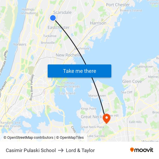 Casimir Pulaski School to Lord & Taylor map