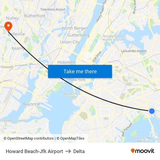 Howard Beach-Jfk Airport to Delta map