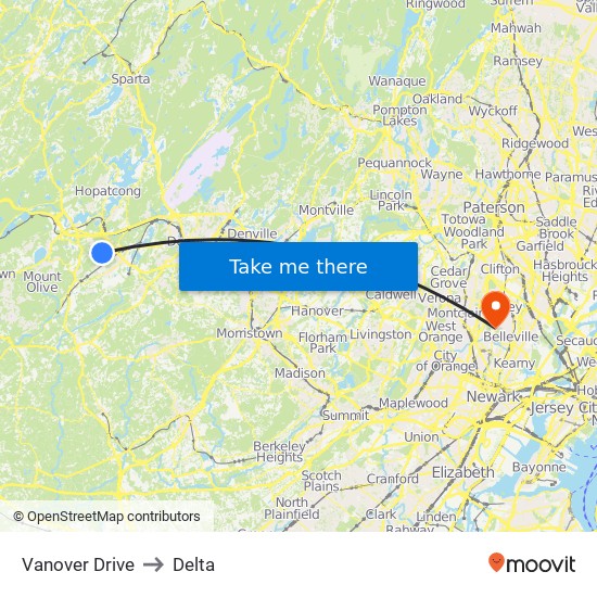 Vanover Drive to Delta map