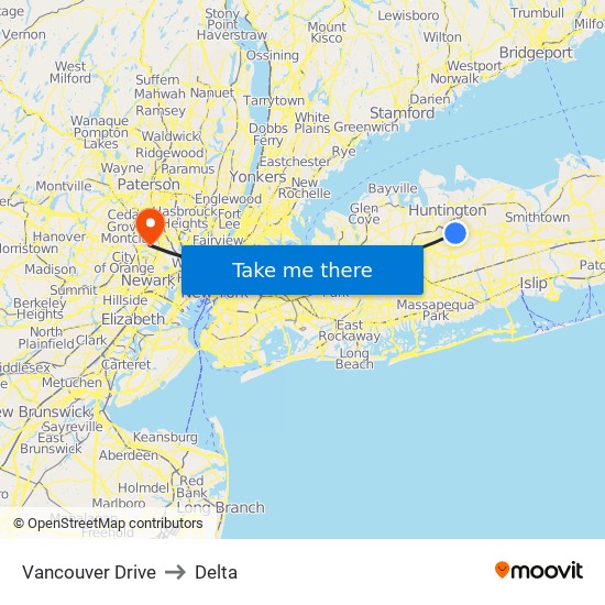 Vancouver Drive to Delta map