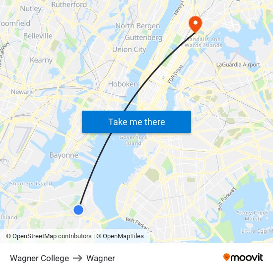 Wagner College to Wagner map