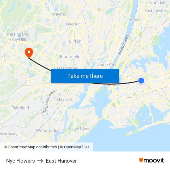 Nyc Flowers to East Hanover map