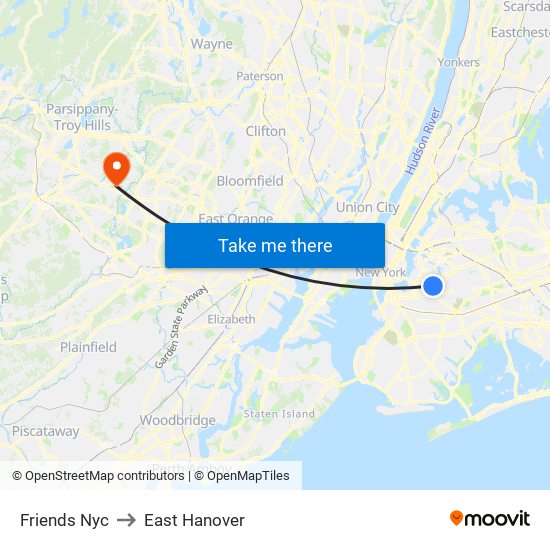Friends Nyc to East Hanover map