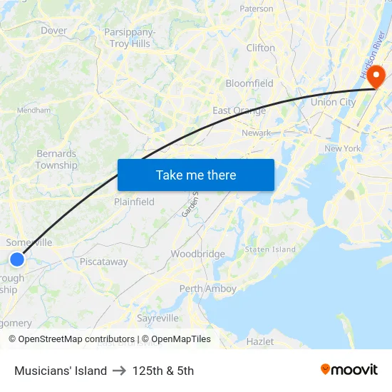 Musicians' Island to 125th & 5th map