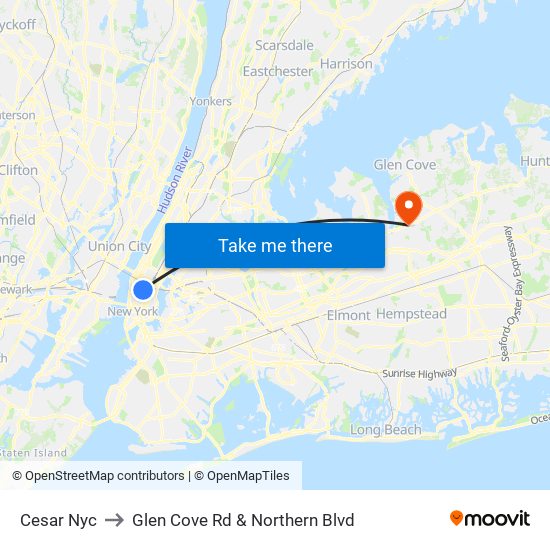 Cesar Nyc to Glen Cove Rd & Northern Blvd map