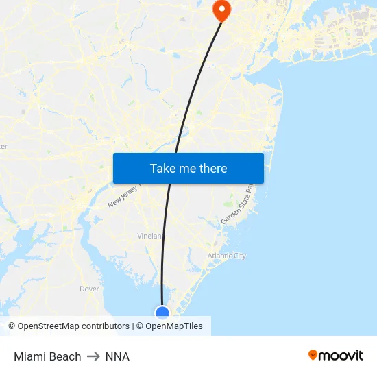 Miami Beach to NNA map