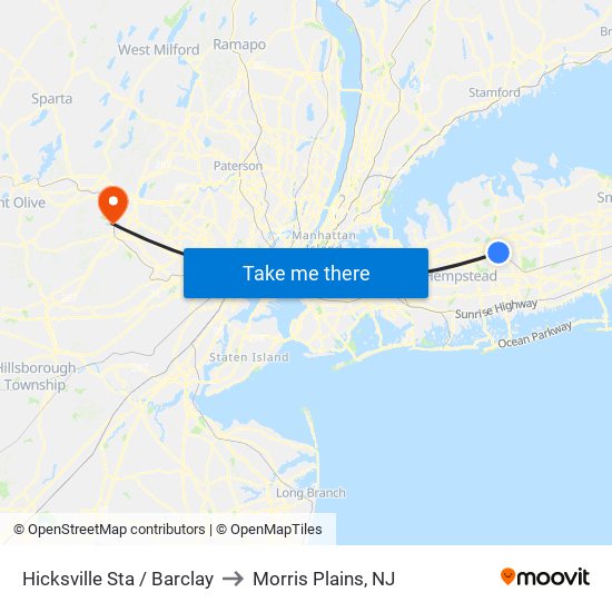 Hicksville Sta / Barclay to Morris Plains, NJ map