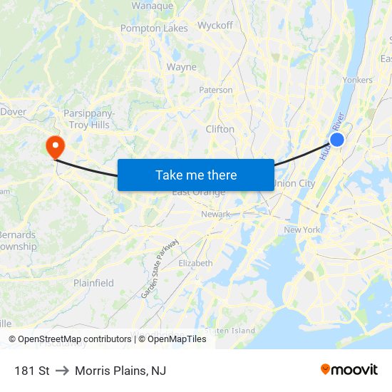 181 St to Morris Plains, NJ map