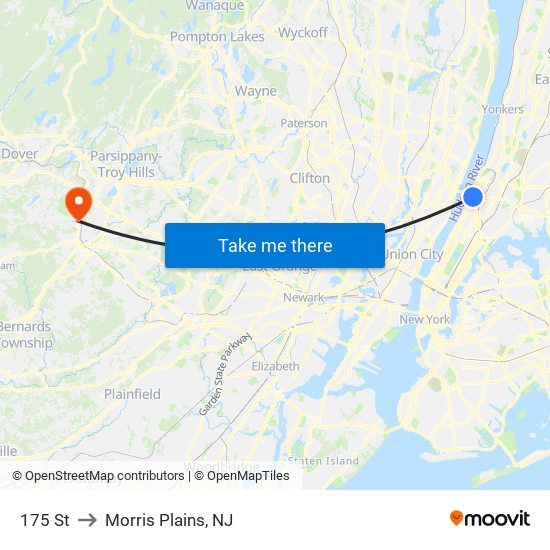 175 St to Morris Plains, NJ map