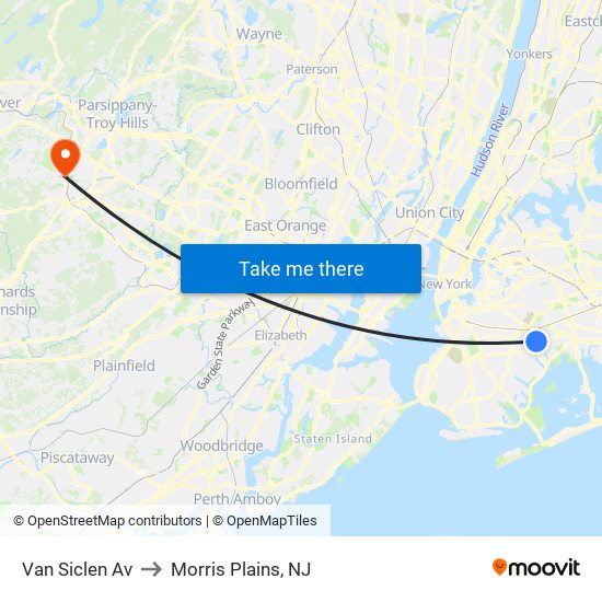 Van Siclen Av to Morris Plains, NJ map